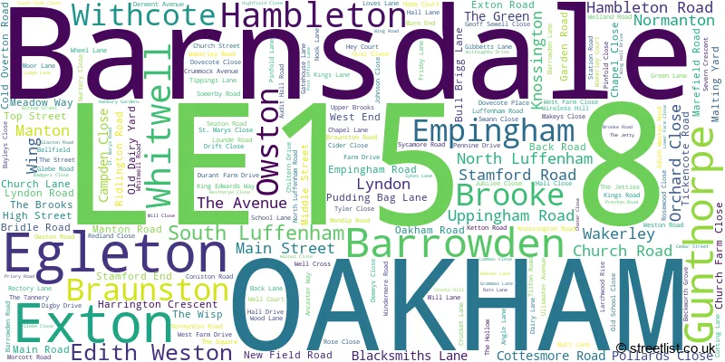 A word cloud for the LE15 8 postcode